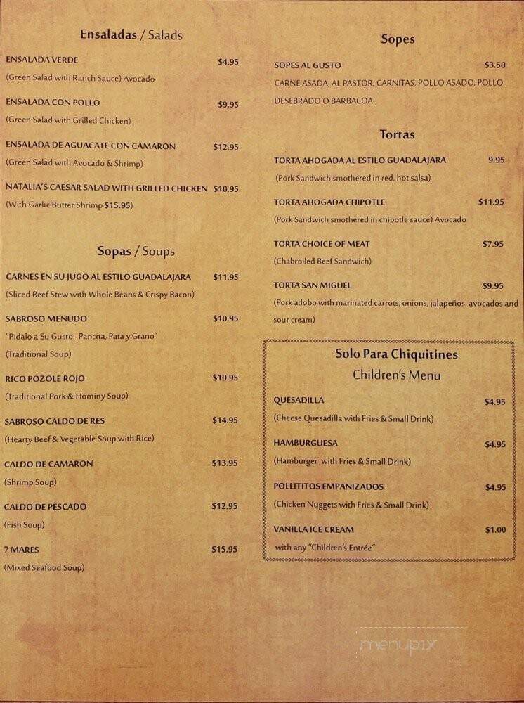Salsas Restaurant - Cathedral City, CA menu_pic