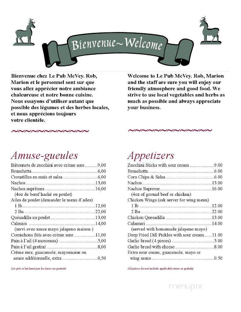 Le Pub McVey - Lac-Ste-Marie, QC menu_pic