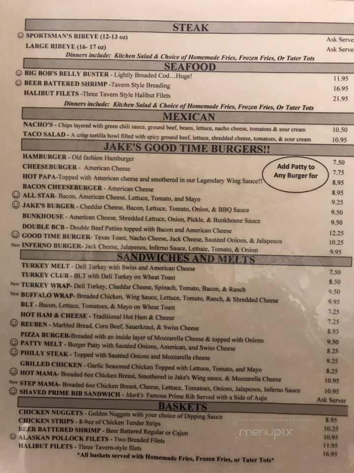 Jake's Good Times Place - Pierre, SD menu_pic