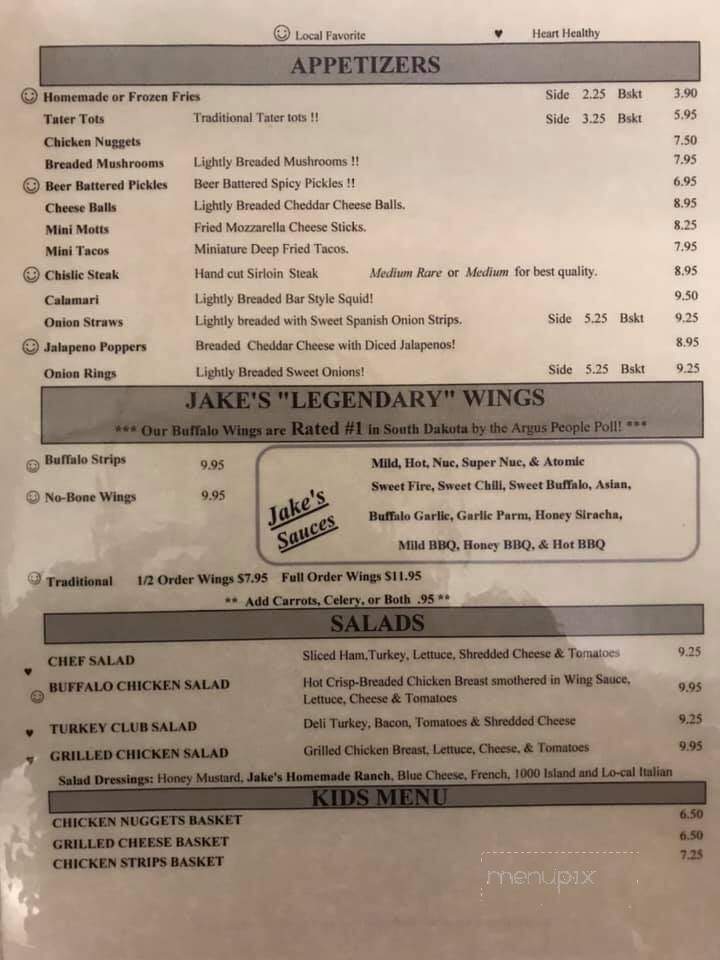 Jake's Good Times Place - Pierre, SD menu_pic