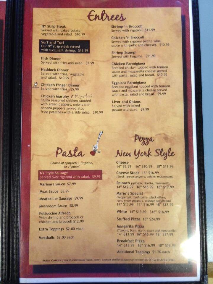 Mario's NY Style Pizza - Mannington, WV menu_pic
