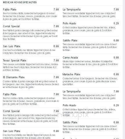 El Diamante Mexican Restaurant - Glenwood, AR menu_pic
