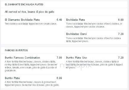 El Diamante Mexican Restaurant - Glenwood, AR menu_pic