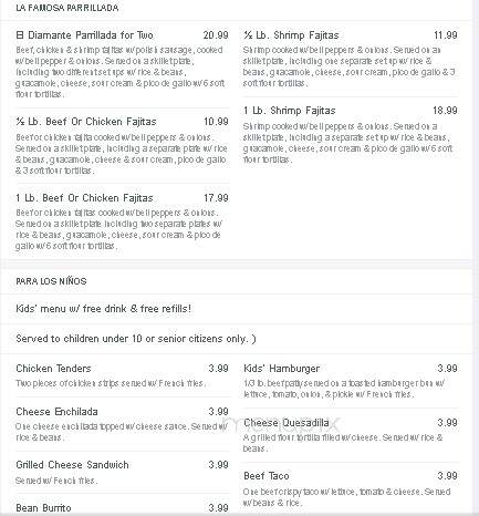 El Diamante Mexican Restaurant - Glenwood, AR menu_pic