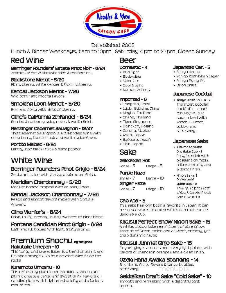 Noodles & More Saigon Cafe - Steamboat Springs, CO menu_pic