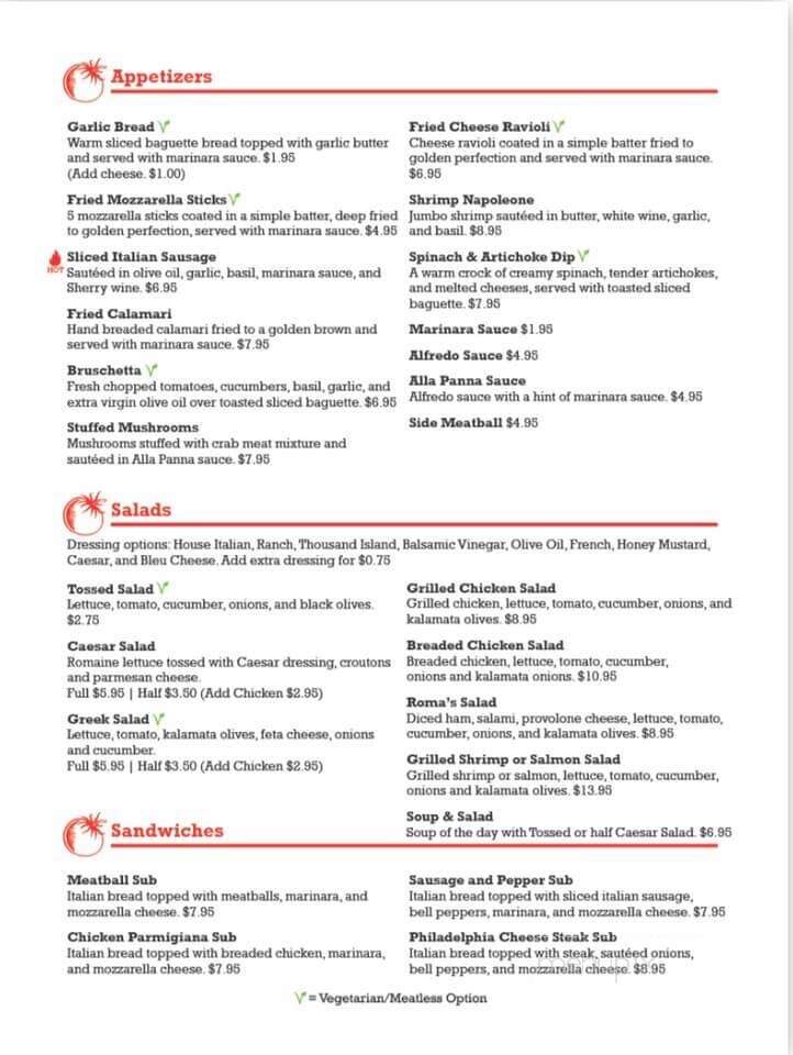 Roma Italian Restaurant - Ozark, AR menu_pic