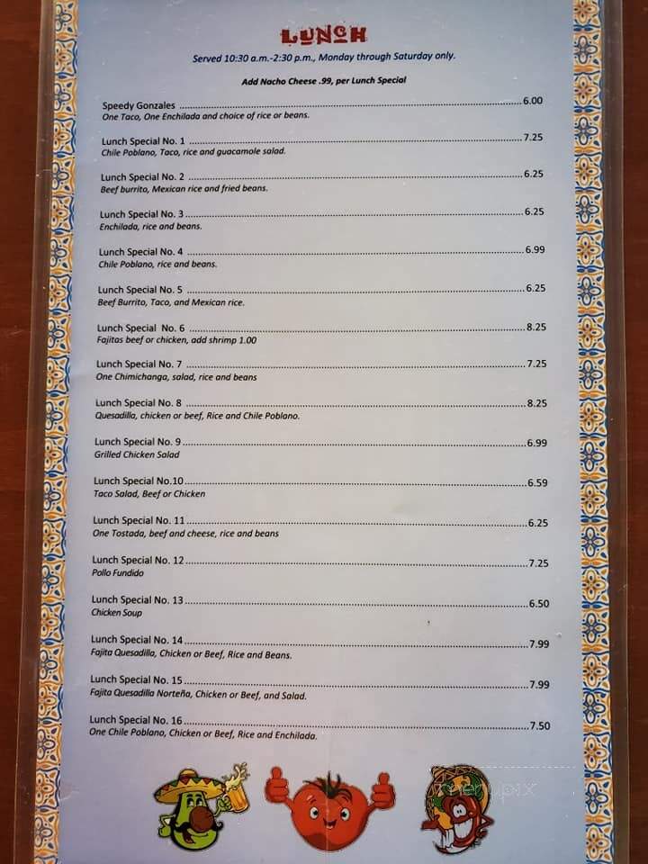 Los 3 Amigos - Prosperity, SC menu_pic