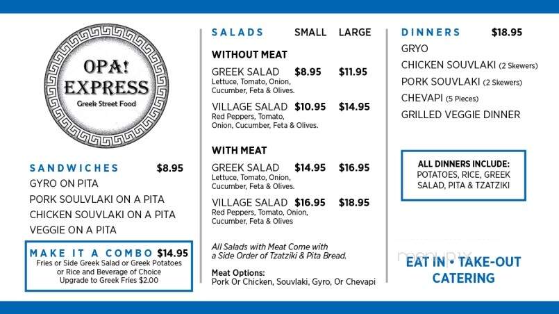 Opa Express - Grimsby, ON menu_pic