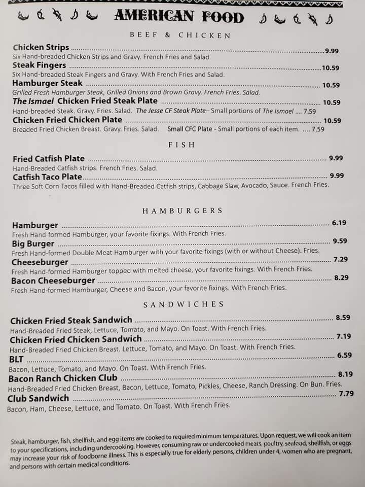 Cafe' Cozumel - Tuscola, TX menu_pic