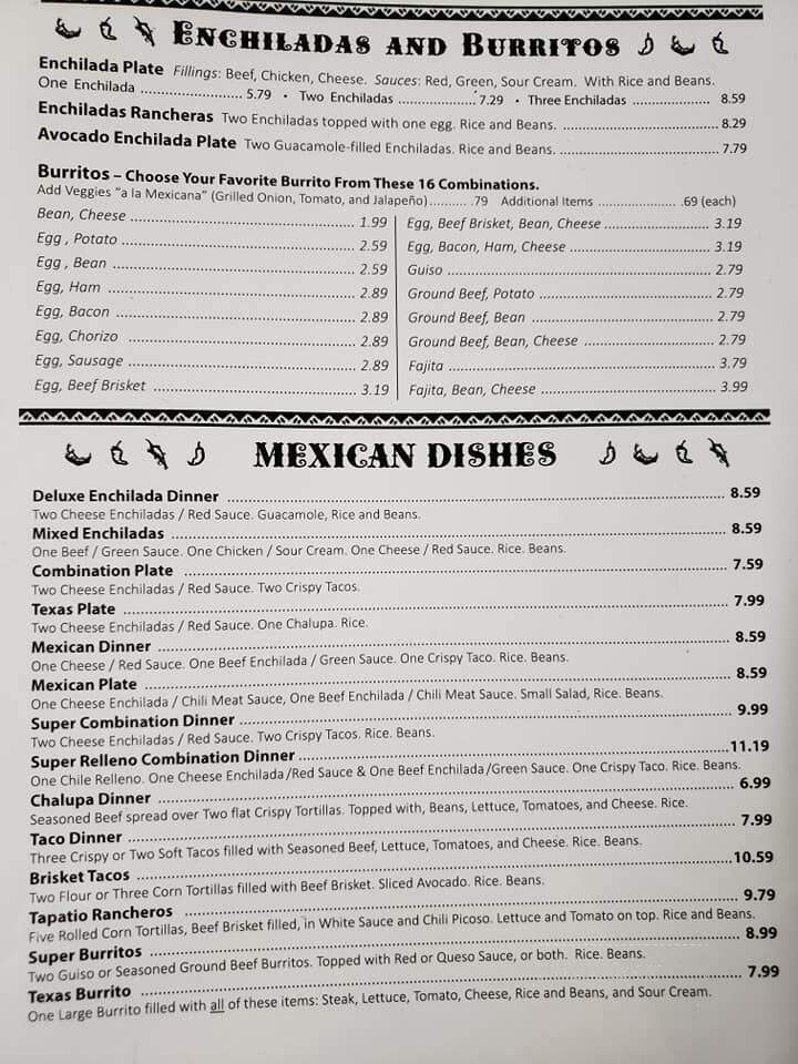 Cafe' Cozumel - Tuscola, TX menu_pic
