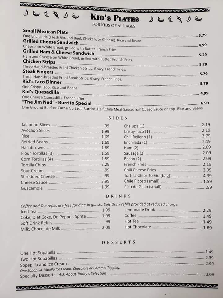 Cafe' Cozumel - Tuscola, TX menu_pic