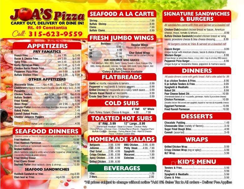 Joa's Pizza - Constantia, NY menu_pic