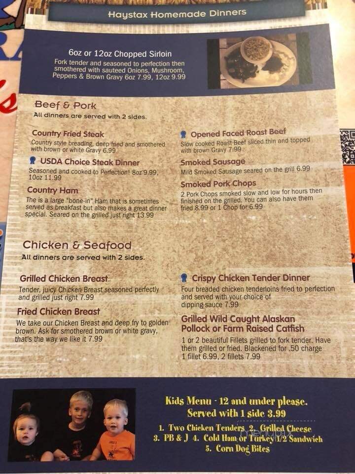 Greg's Haystax Restaurant - Umatilla, FL menu_pic