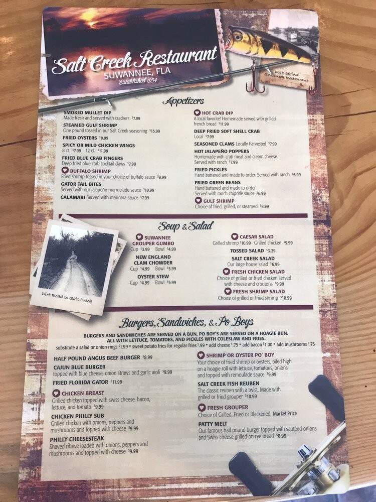 Salt Creek Restaurant - Suwannee, FL menu_pic