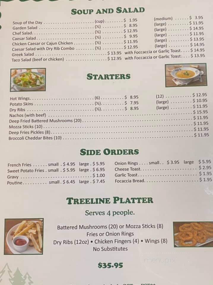 Treeline Dining Room - Hudson Bay, SK menu_pic