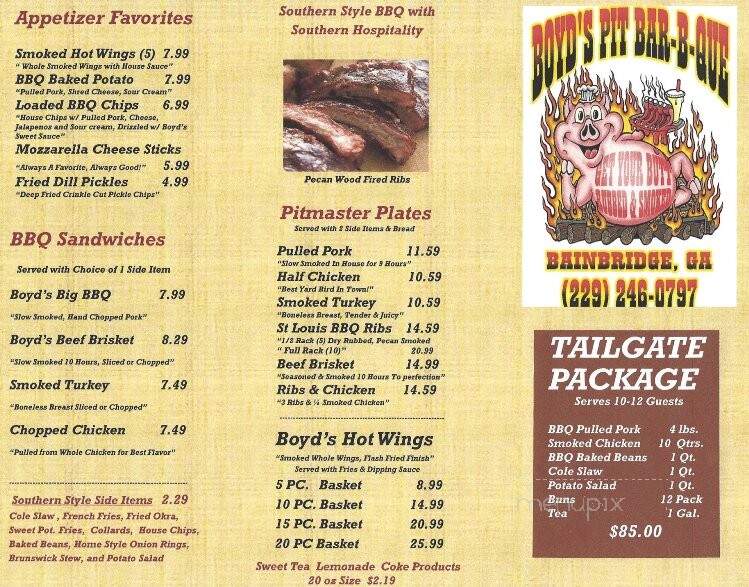 Boyd's Bar-Be-Que - Bainbridge, GA menu_pic