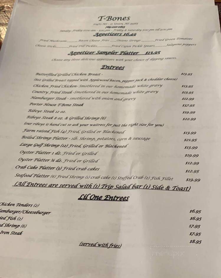 T-Bones Steakhouse - Union, MS menu_pic