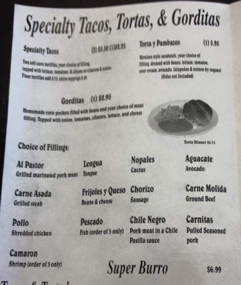 Restaurante El Mariachi - Moline, IL menu_pic