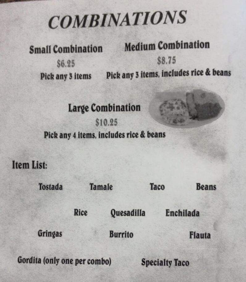 Restaurante El Mariachi - Moline, IL menu_pic