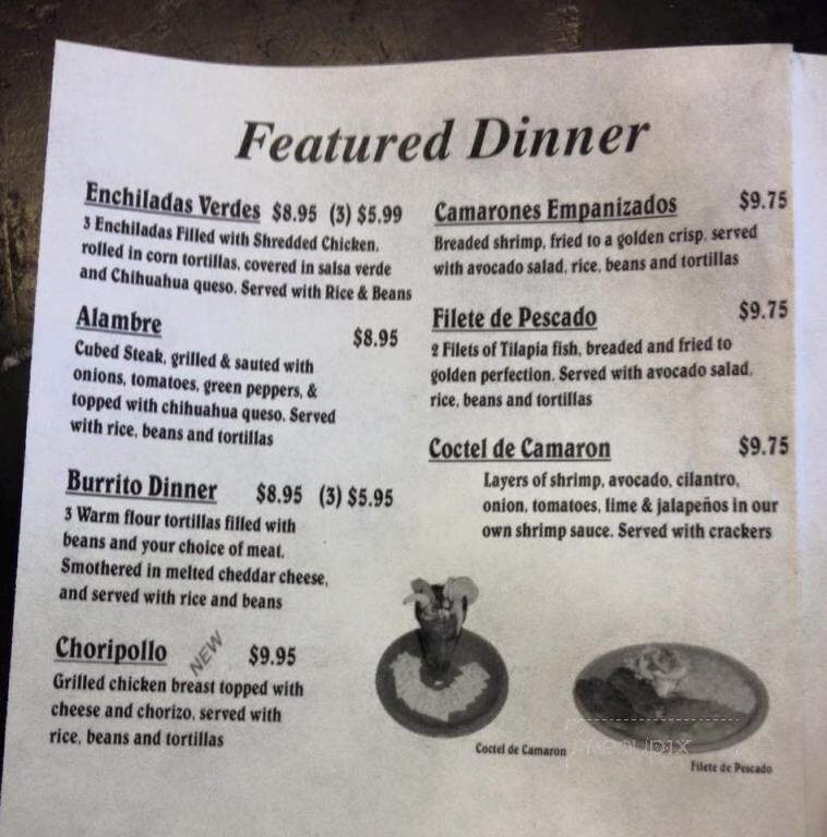 Restaurante El Mariachi - Moline, IL menu_pic