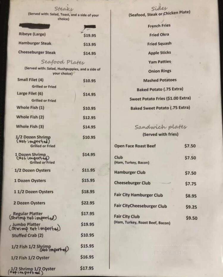 Main Street Restaurant - Franklinton, LA menu_pic
