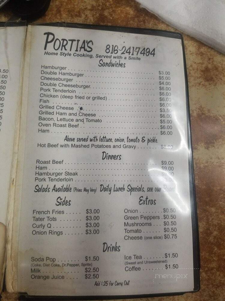 Portia's Cafe - Kansas City, MO menu_pic