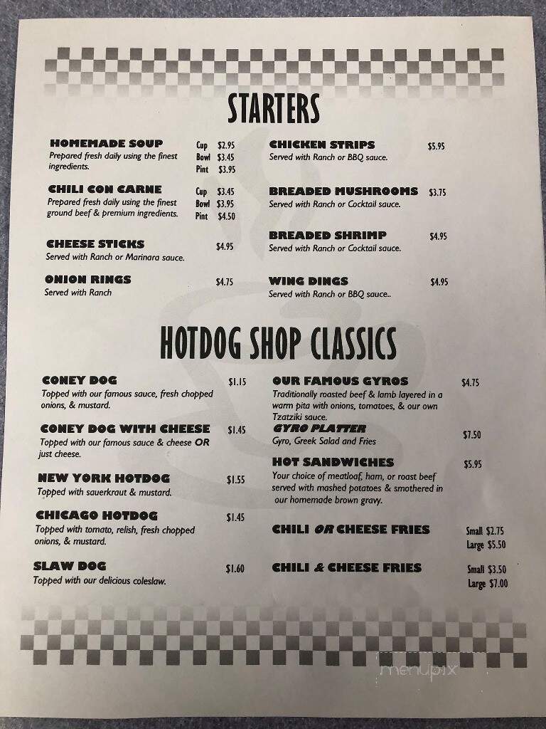 Sharon Hotdog Shop - Sharon, PA menu_pic