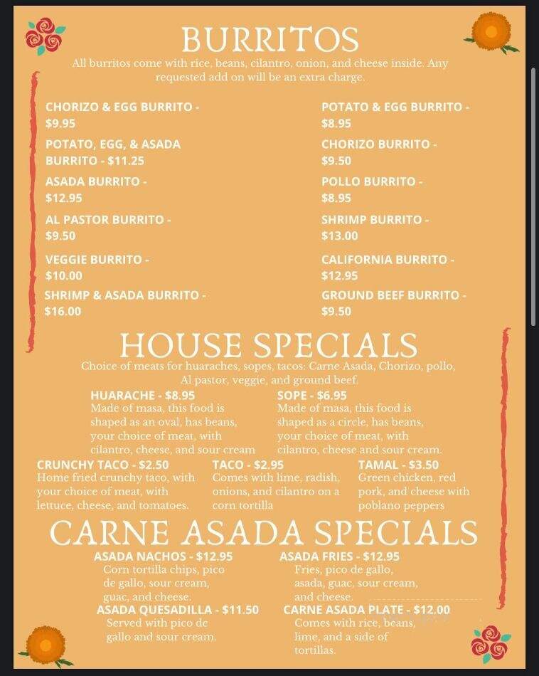 Maria's Authentic Mexican Restaurant - North Bend, OR menu_pic