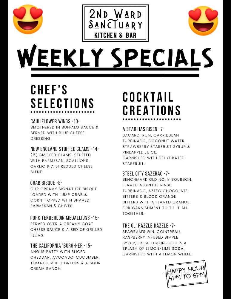 2nd Ward sanctuary - Ellwood City, PA menu_pic