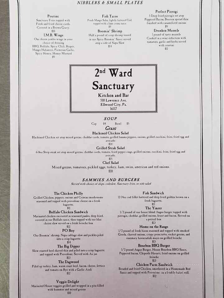 2nd Ward sanctuary - Ellwood City, PA menu_pic