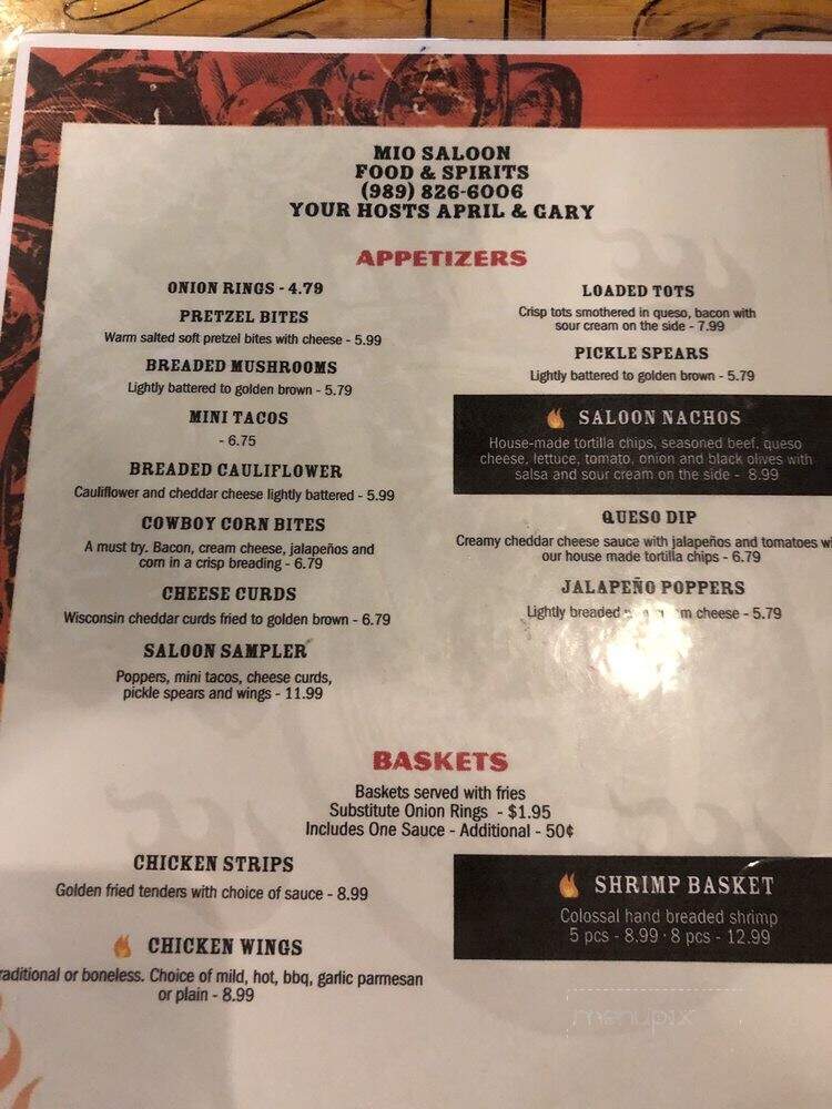 Mio Saloon - Mio, MI menu_pic