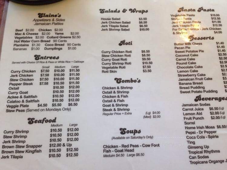 Elaine's Kitchen - Dallas, TX menu_pic