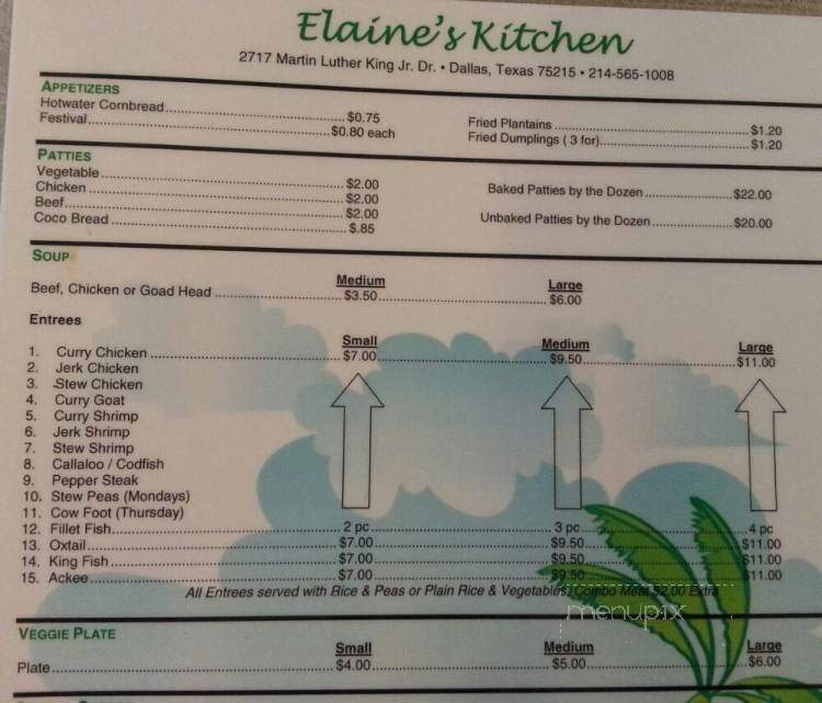 Elaine's Kitchen - Dallas, TX menu_pic