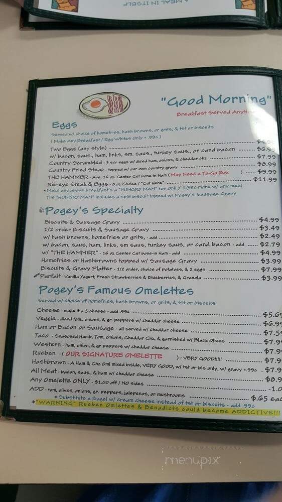 Pogey's Family Restaurant - Okeechobee, FL menu_pic