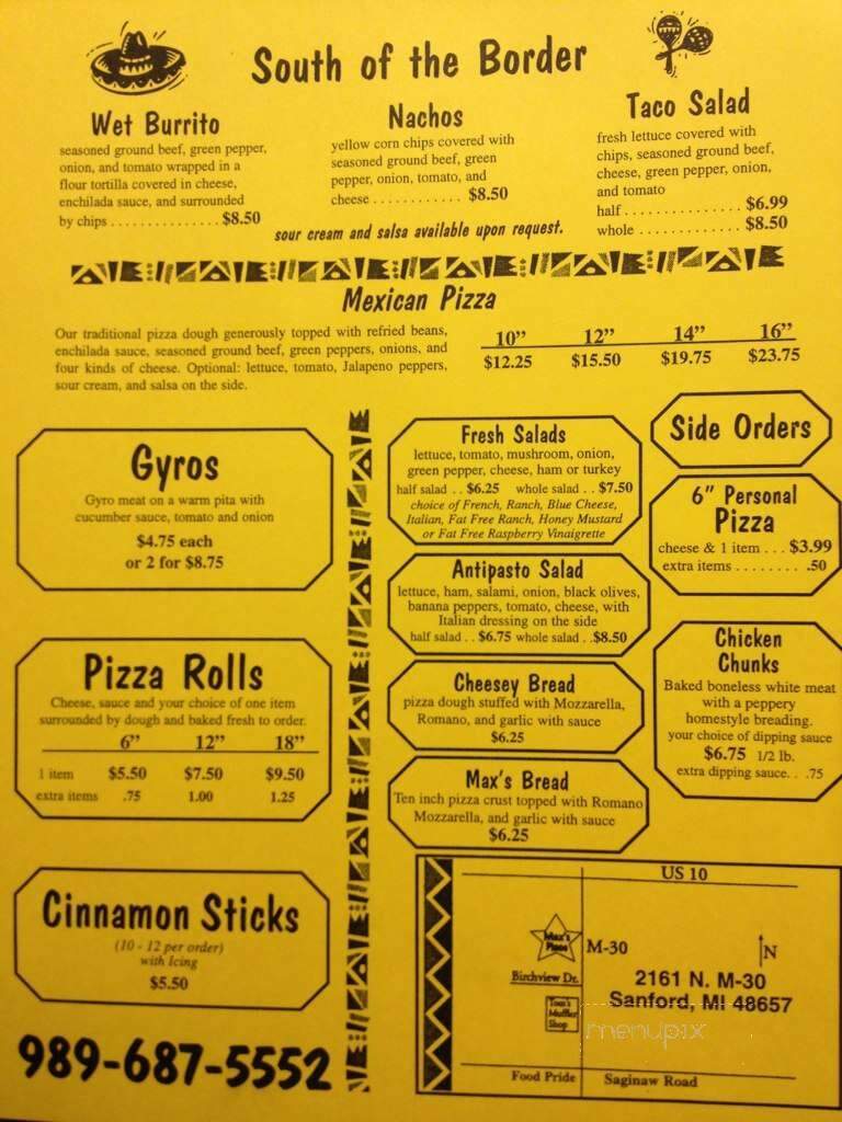 Max's Place - Sanford, MI menu_pic