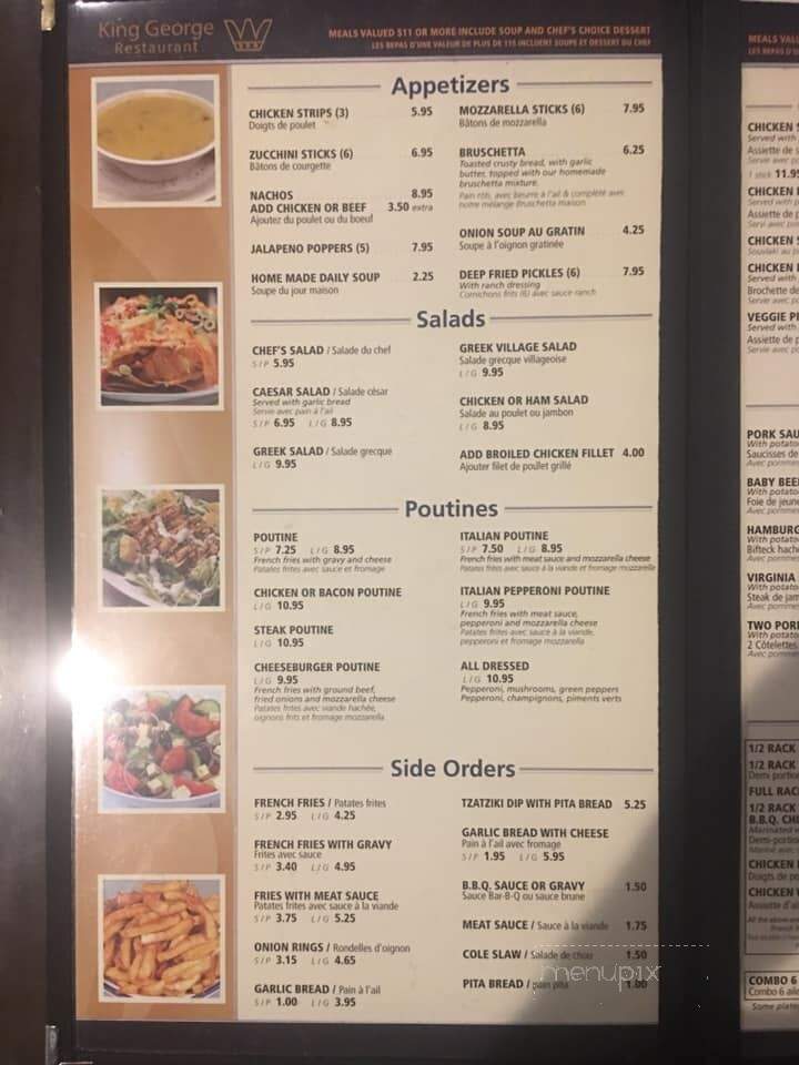 King George Family Restaurant & Pizzeria - Cornwall, ON menu_pic