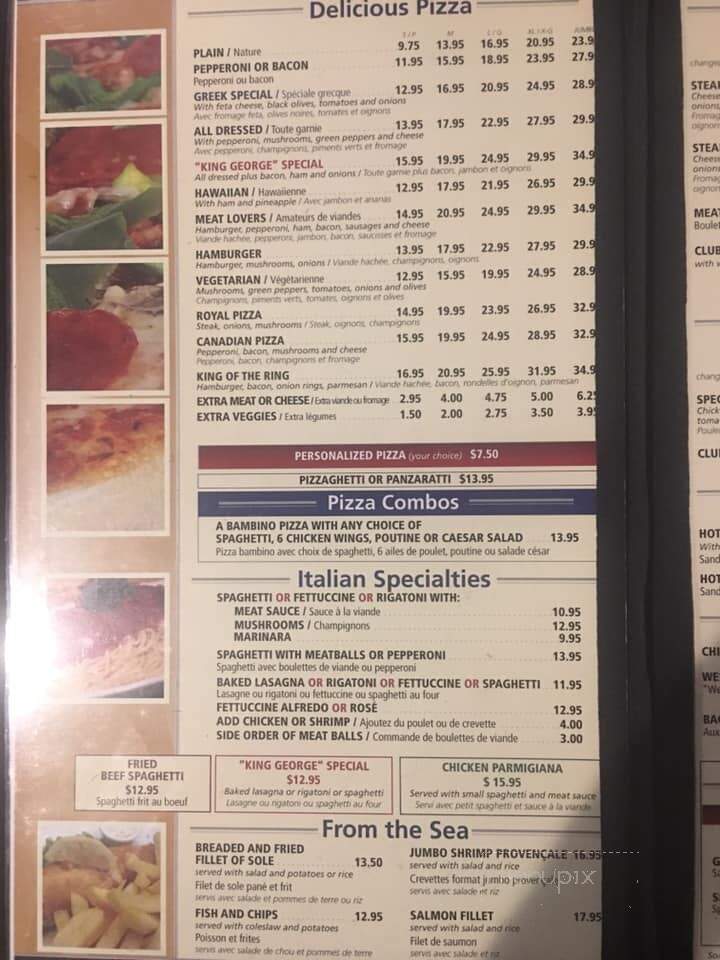 King George Family Restaurant & Pizzeria - Cornwall, ON menu_pic