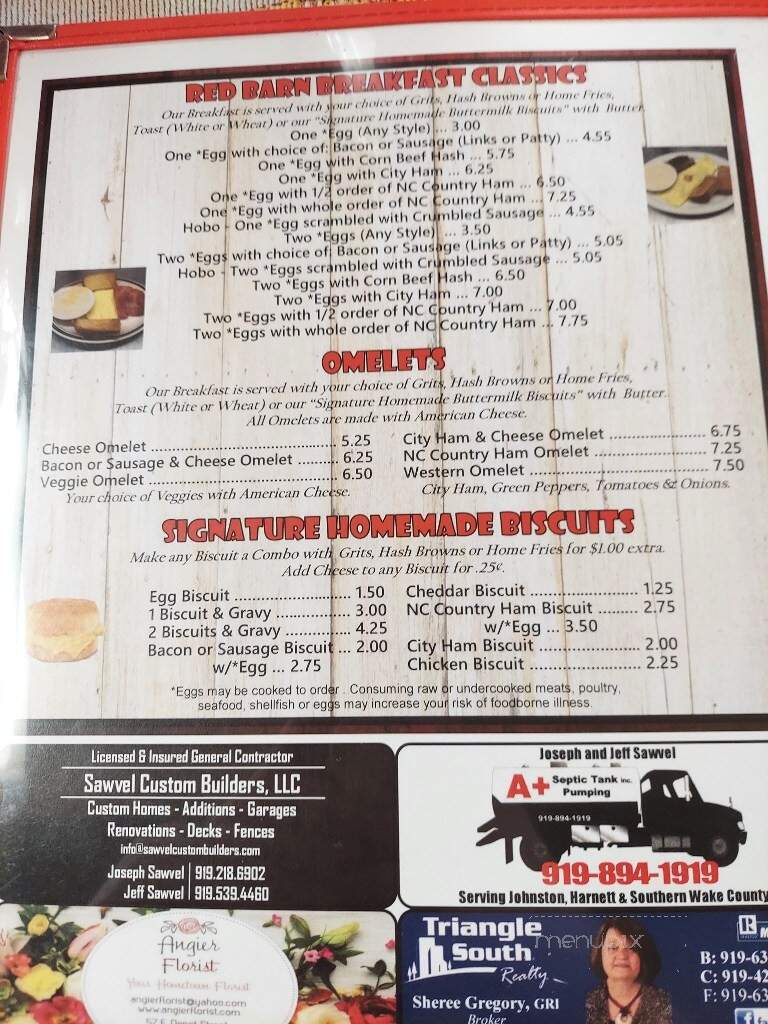 Menu Of Red Barn Grill In Angier