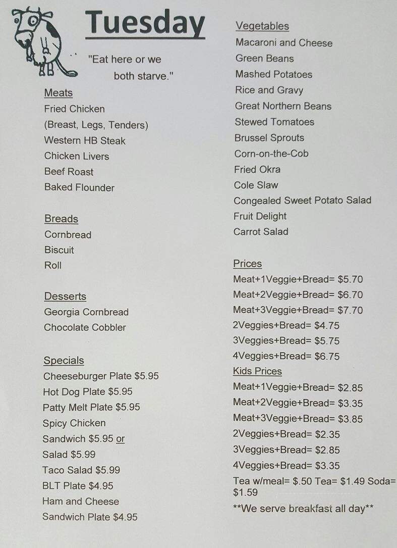 Kountry Kupboard - Walhalla, SC menu_pic