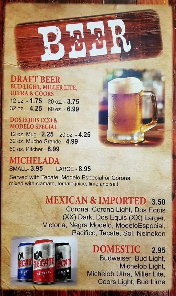 Micosna Mexican Restaurant - Centerville, TN menu_pic