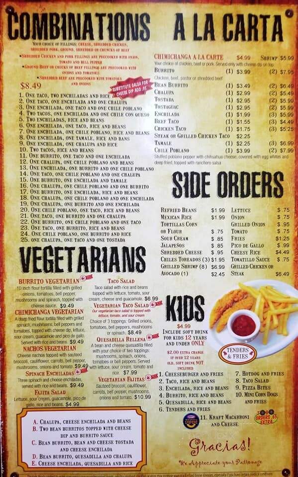 Micosna Mexican Restaurant - Centerville, TN menu_pic