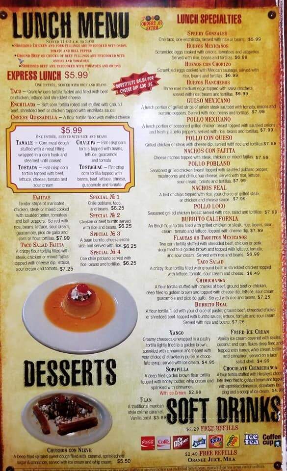 Micosna Mexican Restaurant - Centerville, TN menu_pic