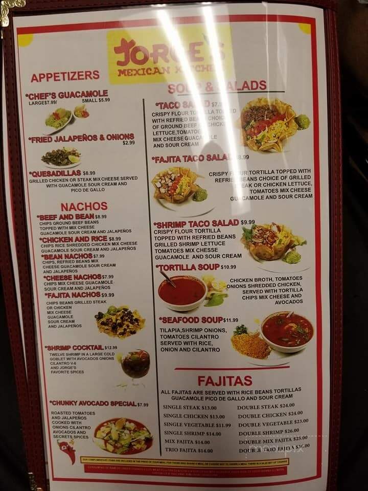 Jorge's Mexican Kitchen - Jones, OK menu_pic