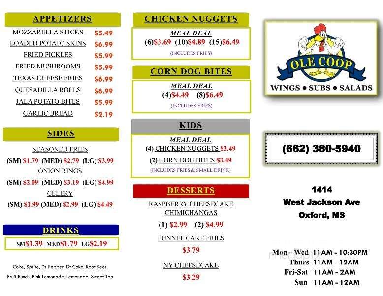 Ole Coop - Oxford, MS menu_pic