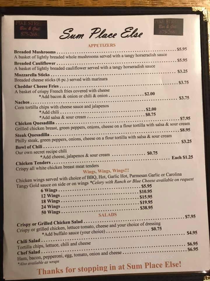 Pike Street Bar & Grill - Fayetteville, OH menu_pic