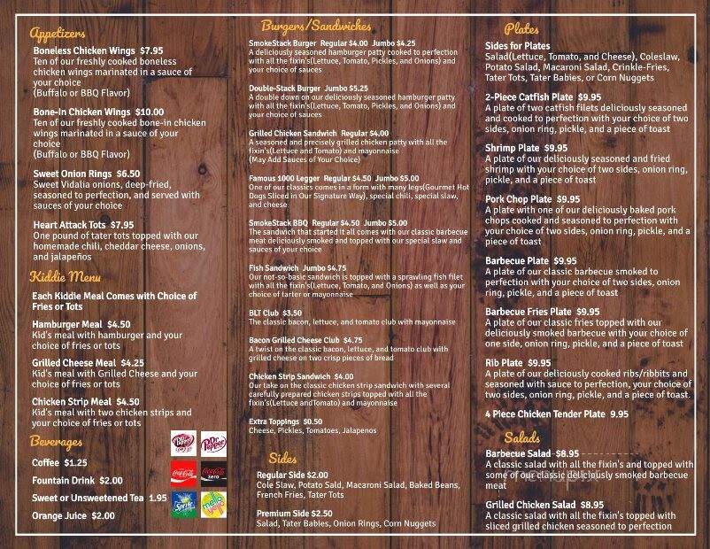 Smokestack BBQ - Manila, AR menu_pic