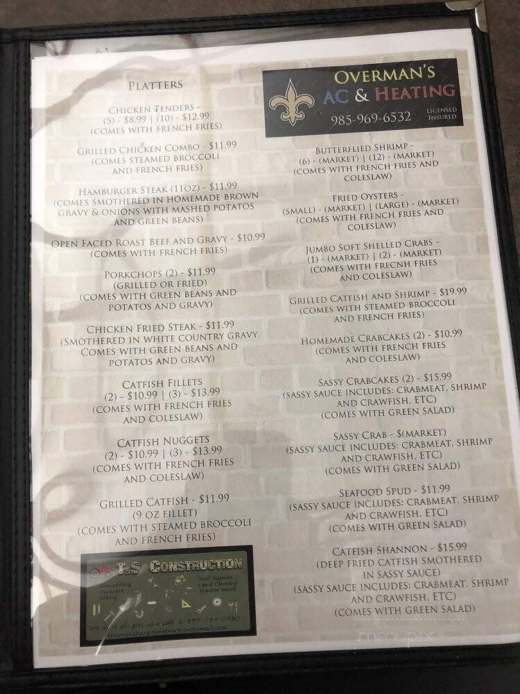 Connie's Restaurant - Ponchatoula, LA menu_pic