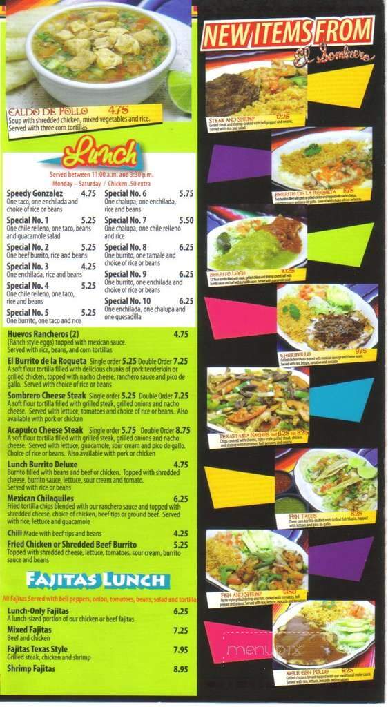 El Sombrero Mexican - Cornelia, GA menu_pic
