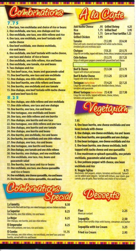 El Sombrero Mexican - Cornelia, GA menu_pic