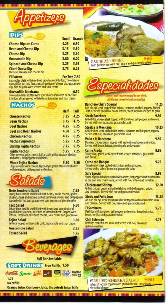 El Sombrero Mexican - Cornelia, GA menu_pic